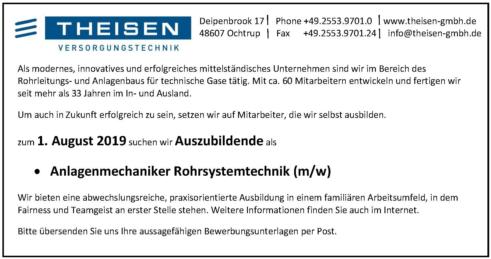 Theisen GmbH & Co. KG Jobs / Ausbildungsstelle
